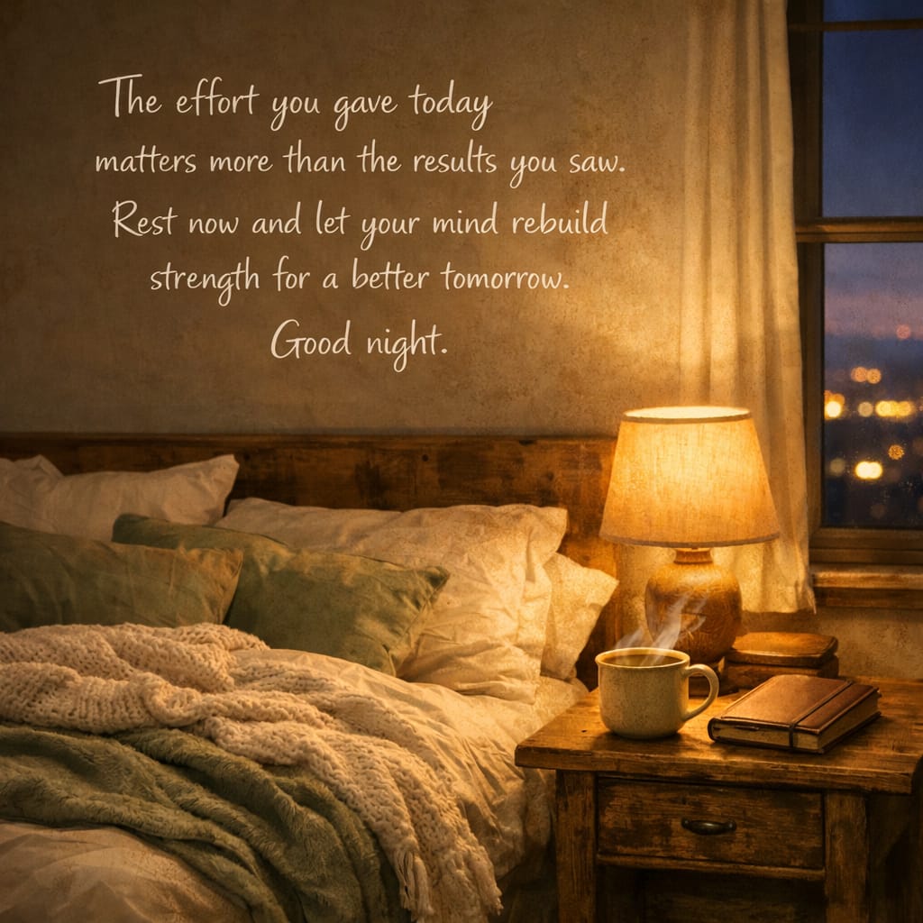 motivational good night wishes about effort and rest