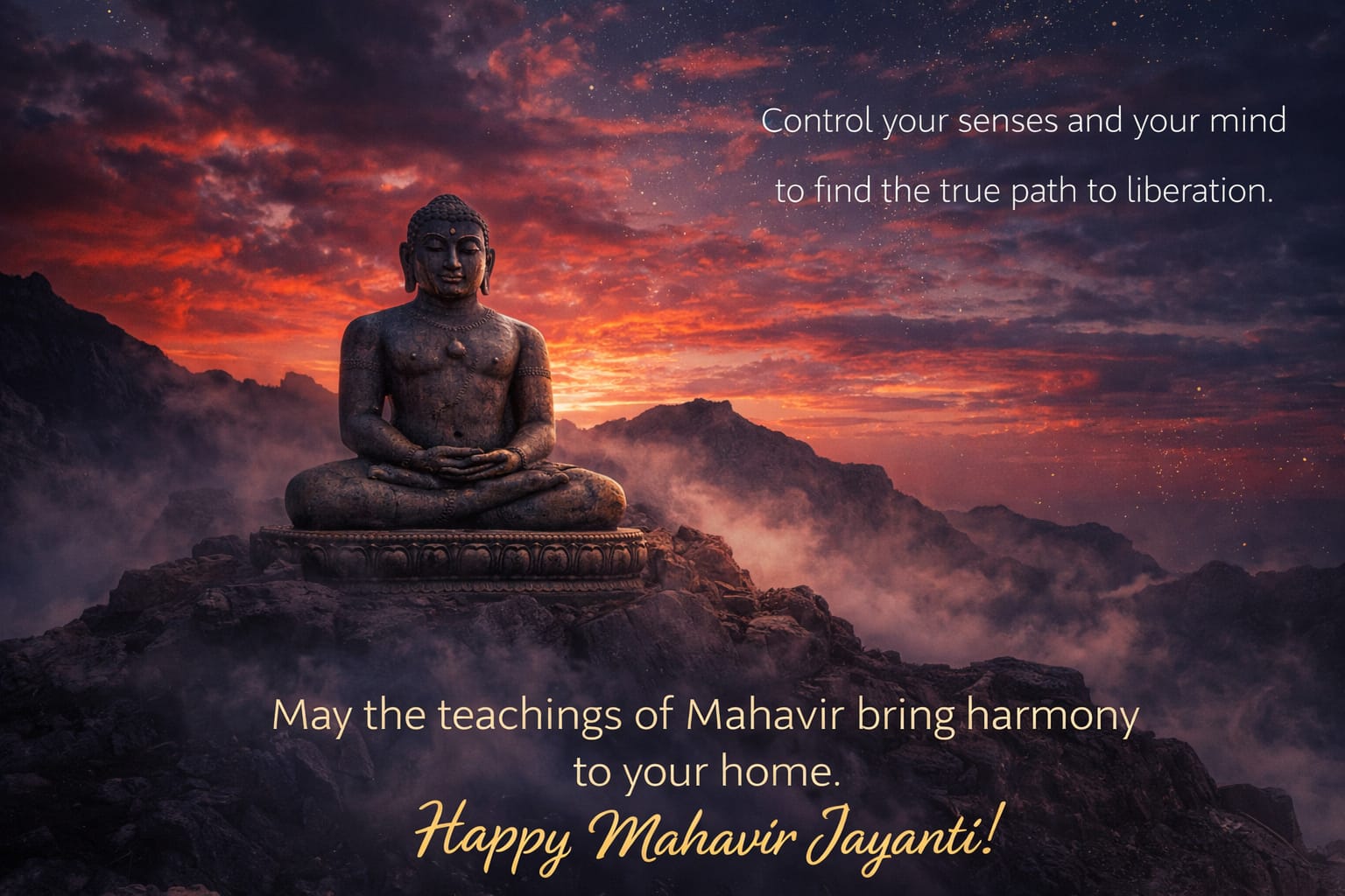 Mahavir statue mountains spiritual journey