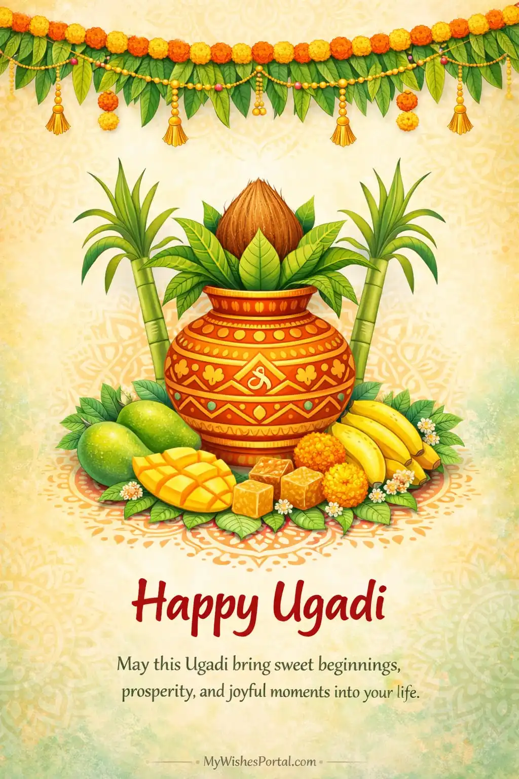 Ugadi festival special wishes greeting image