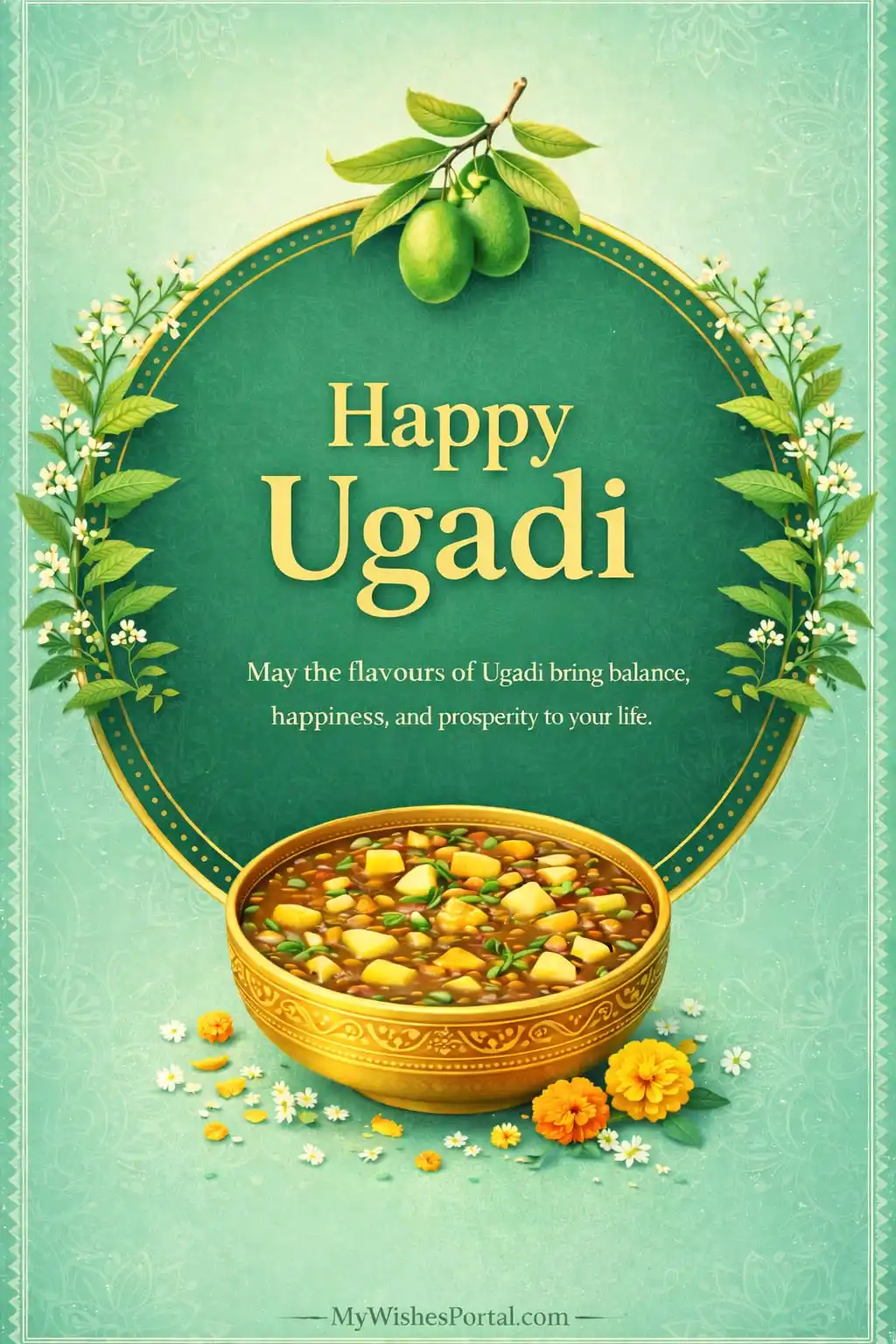 Ugadi festival wishes card 2026 greeting design