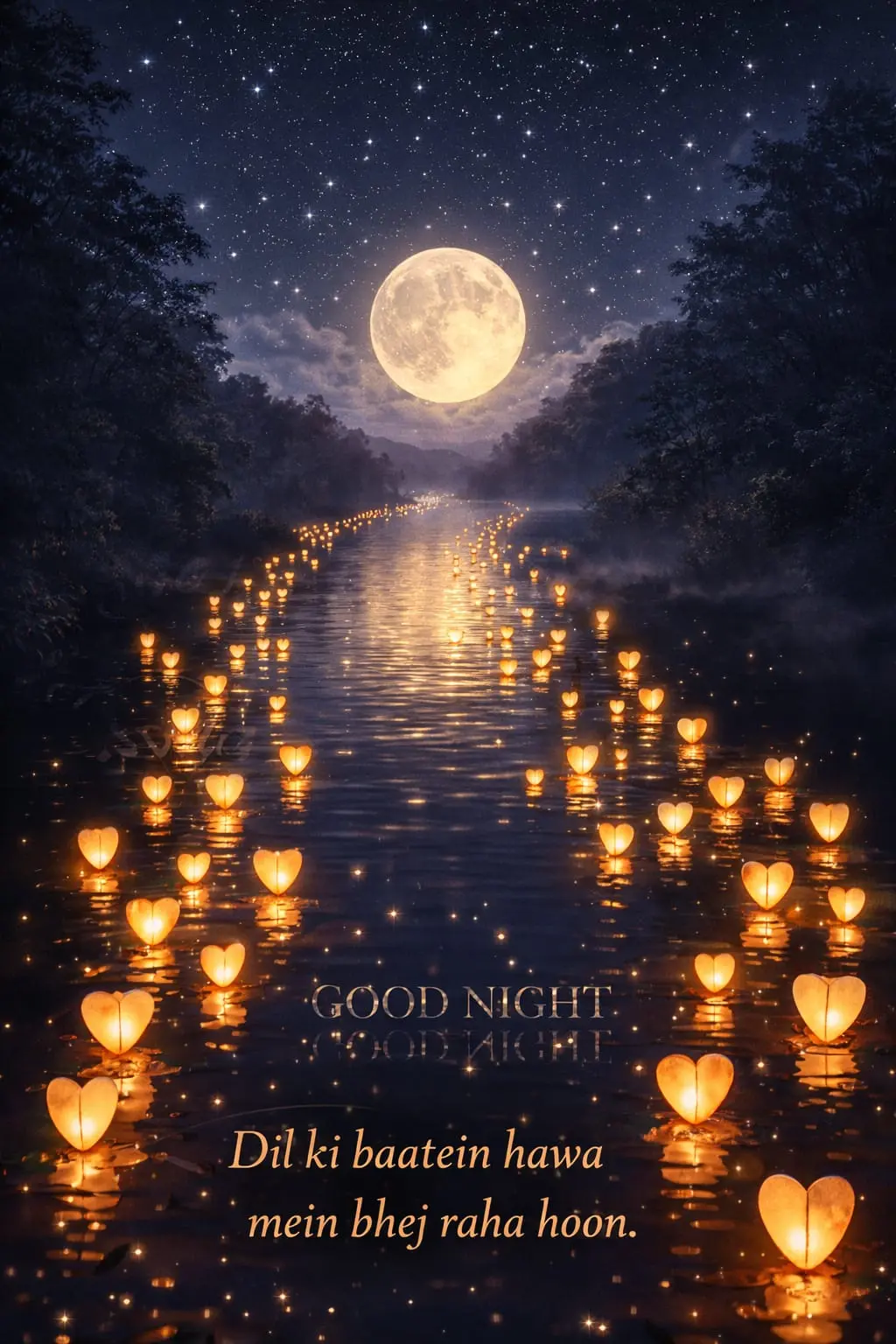 Sweet Good Night My Love Image with Romantic Quote