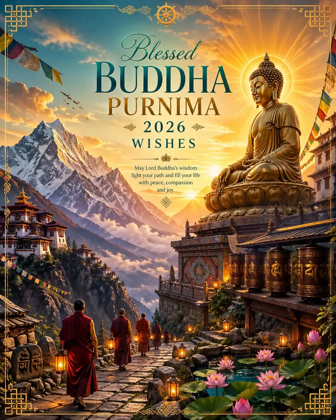 Buddha Purnima 2026 wishes full moon blessings image