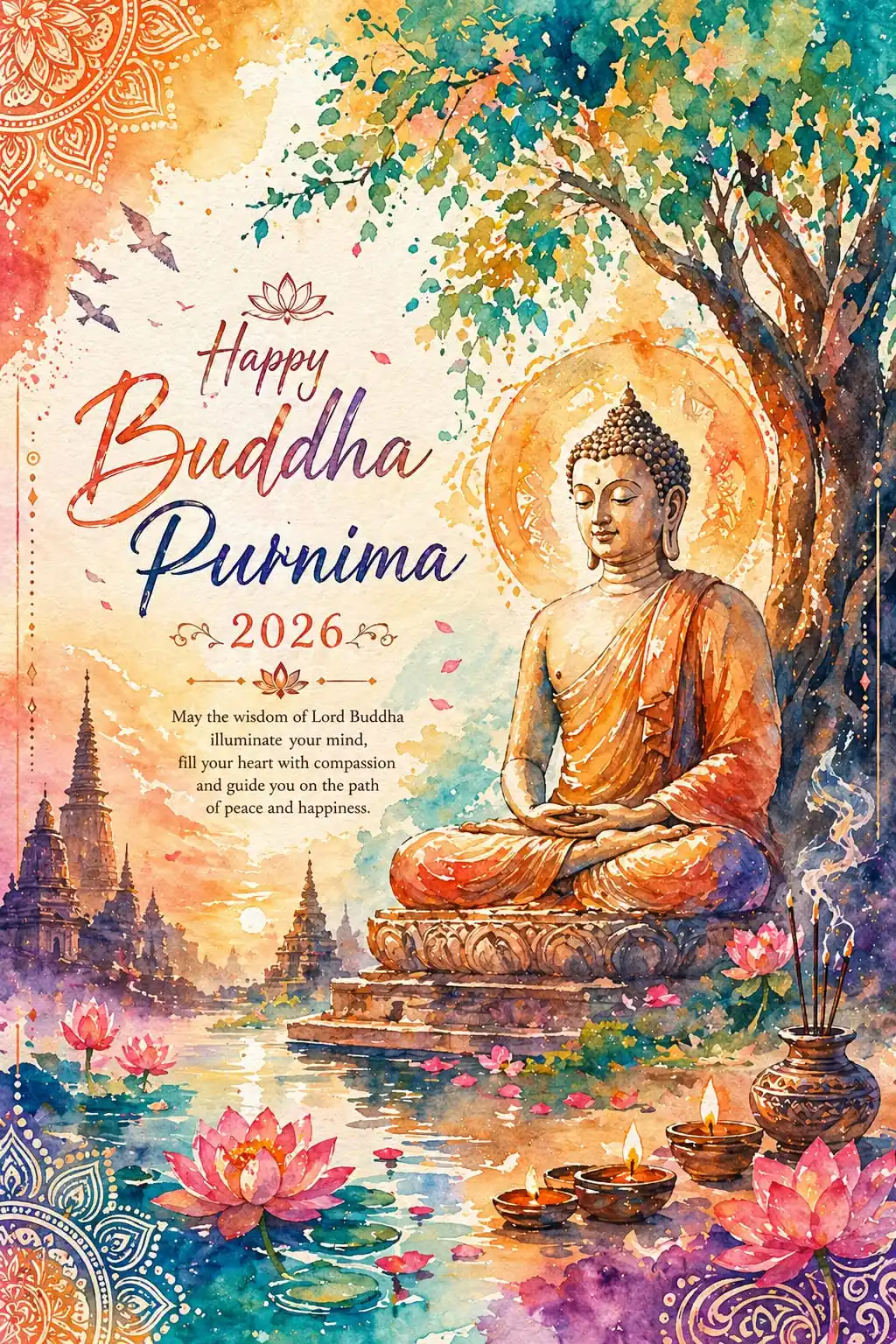 Buddha Purnima 2026 Wishes moonlight meditation image