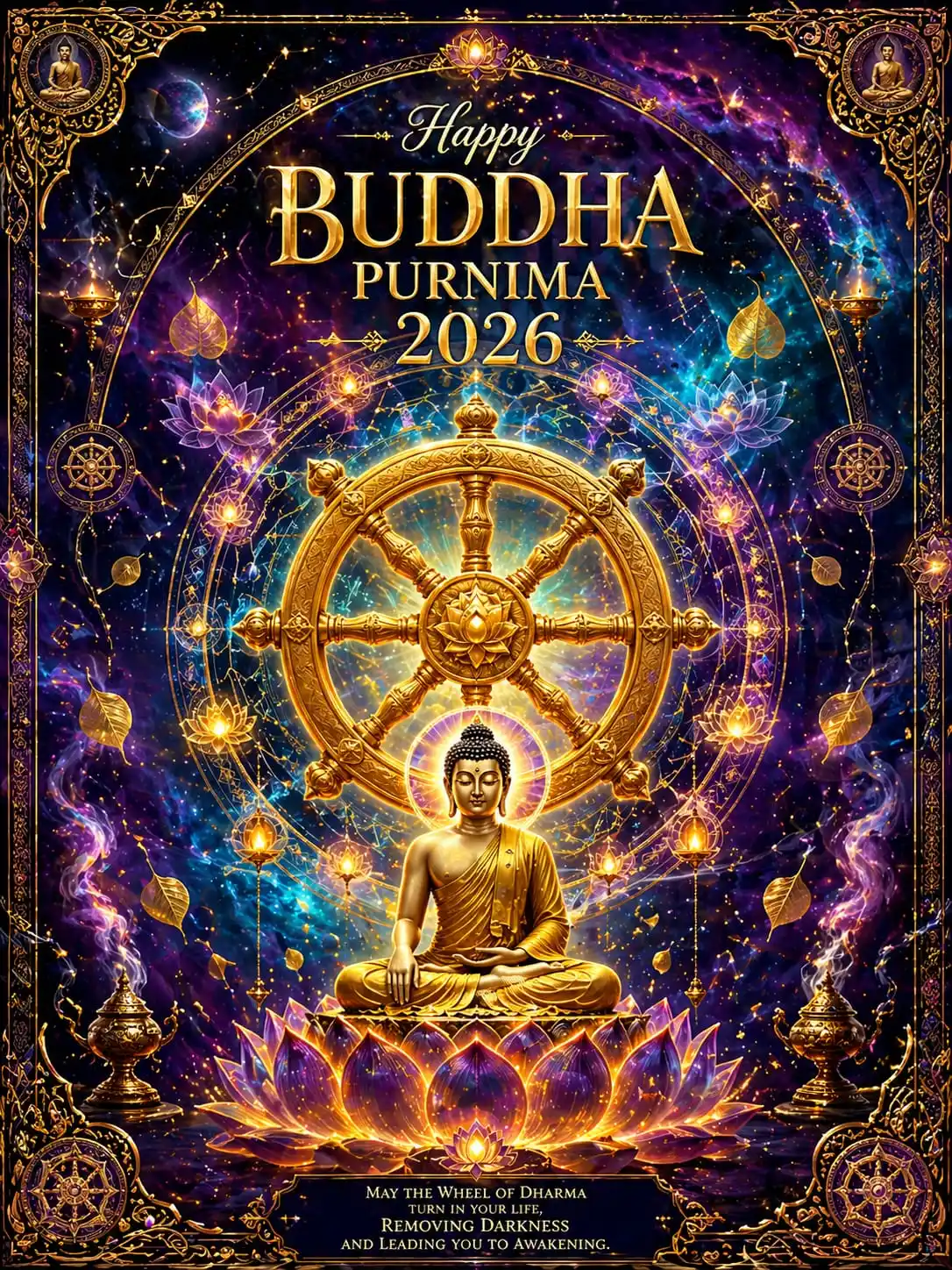 Buddha Purnima wishes sacred Bodhi tree devotional image