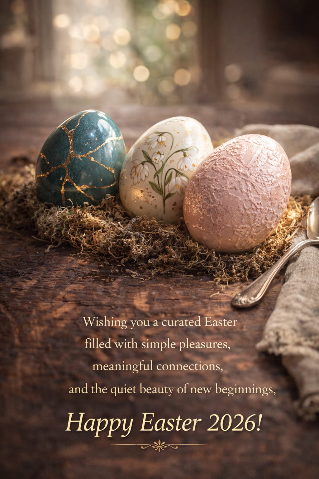 Artisan minimalist ceramic Easter eggs decor