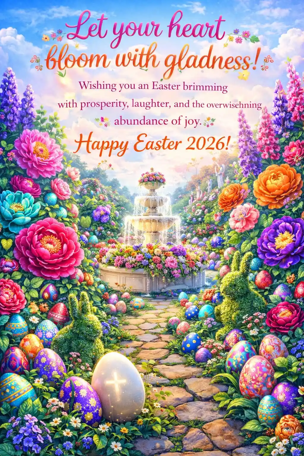 Magical fantasy garden abundance Easter joy
