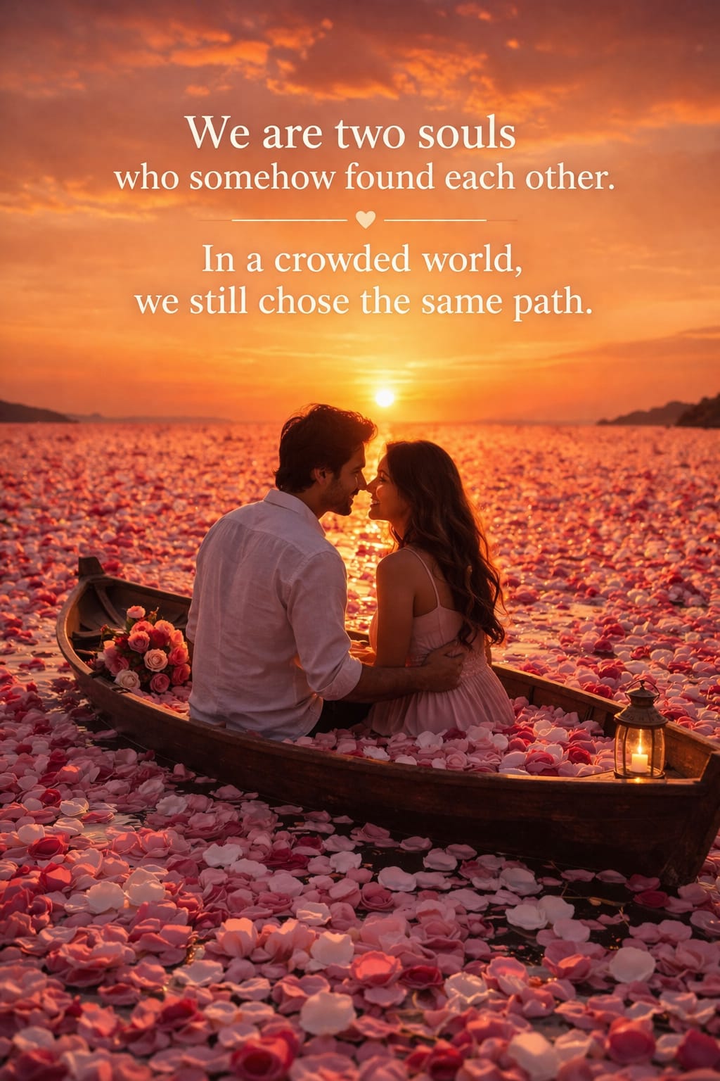 Romantic sunset love quote