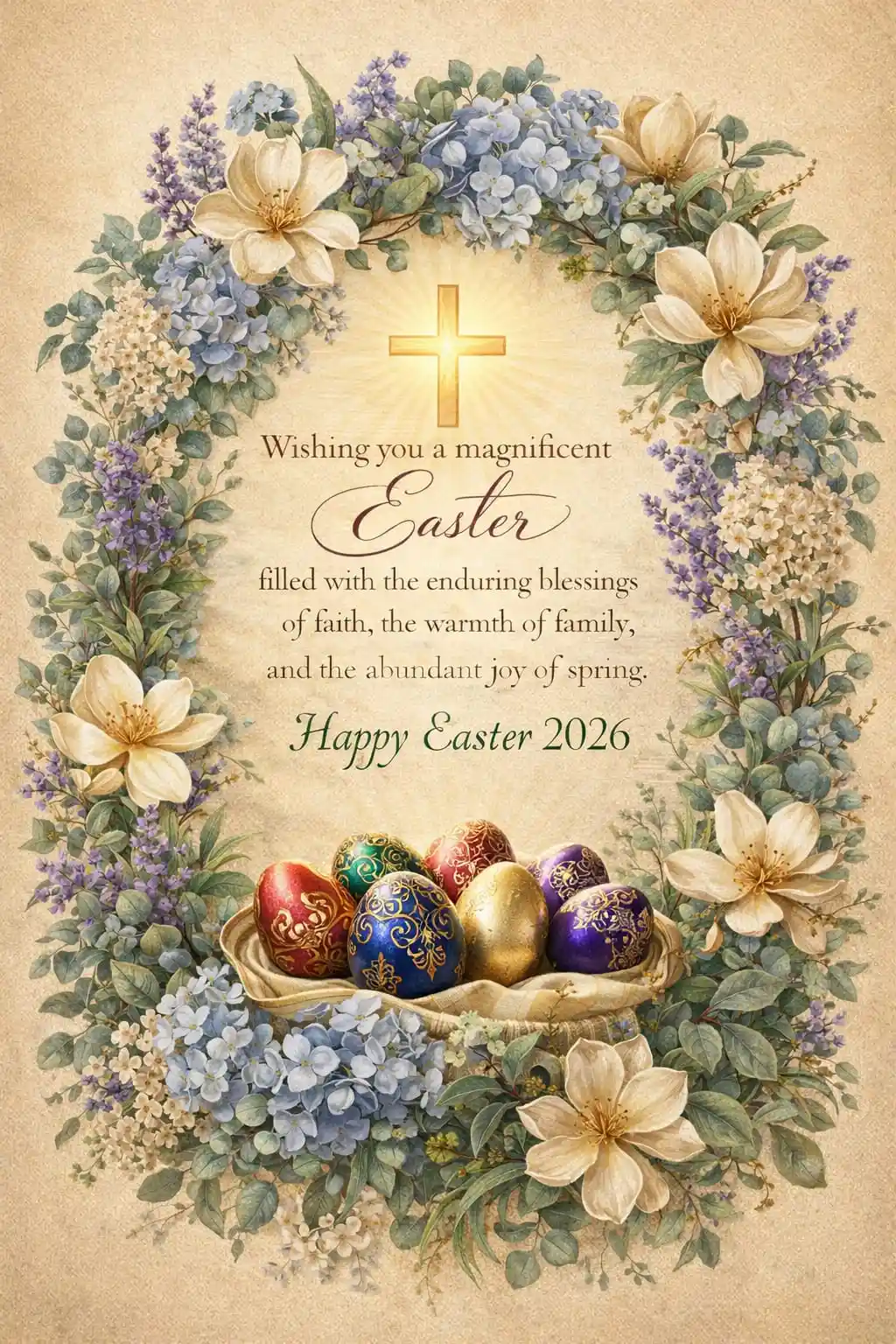 Vintage botanical floral Easter blessings