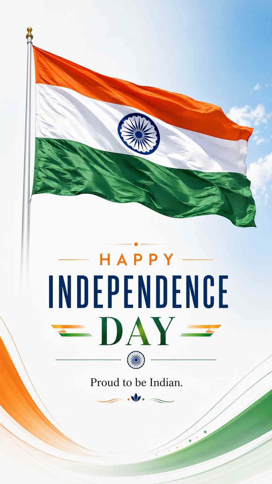 Happy Independence Day 2026 wishes tricolour greeting