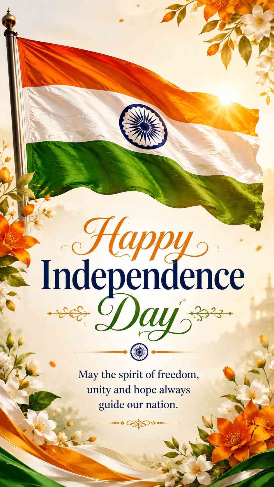 Happy Independence Day 2026 Tiranga wishes greeting